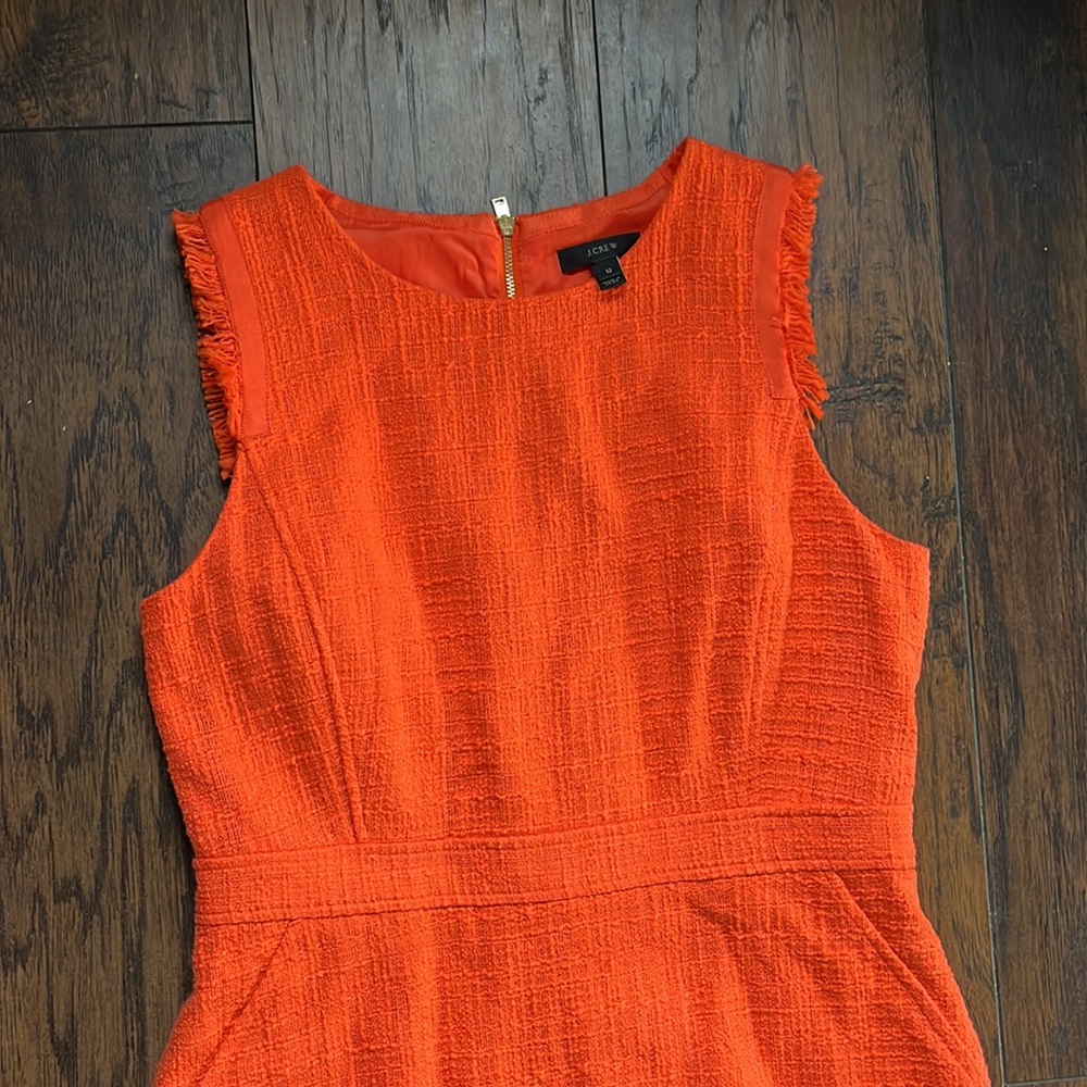 J. Crew Orange Tweed Sleeveless Sheath Dress - Picture 4 of 15